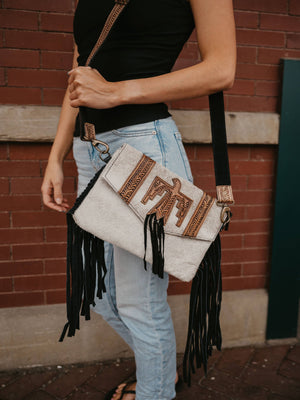 Fringed Free Bird Cowhide Bag 