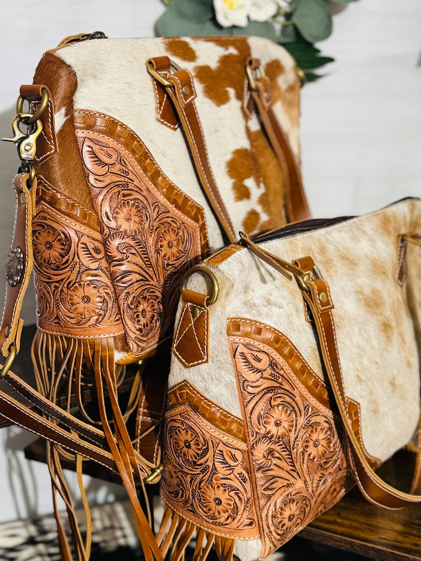 Fringe -Tooled leather and cowhide