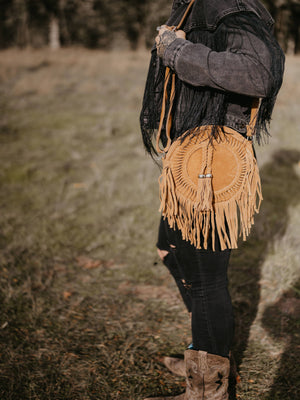 Suede Circle Crossbody Bag