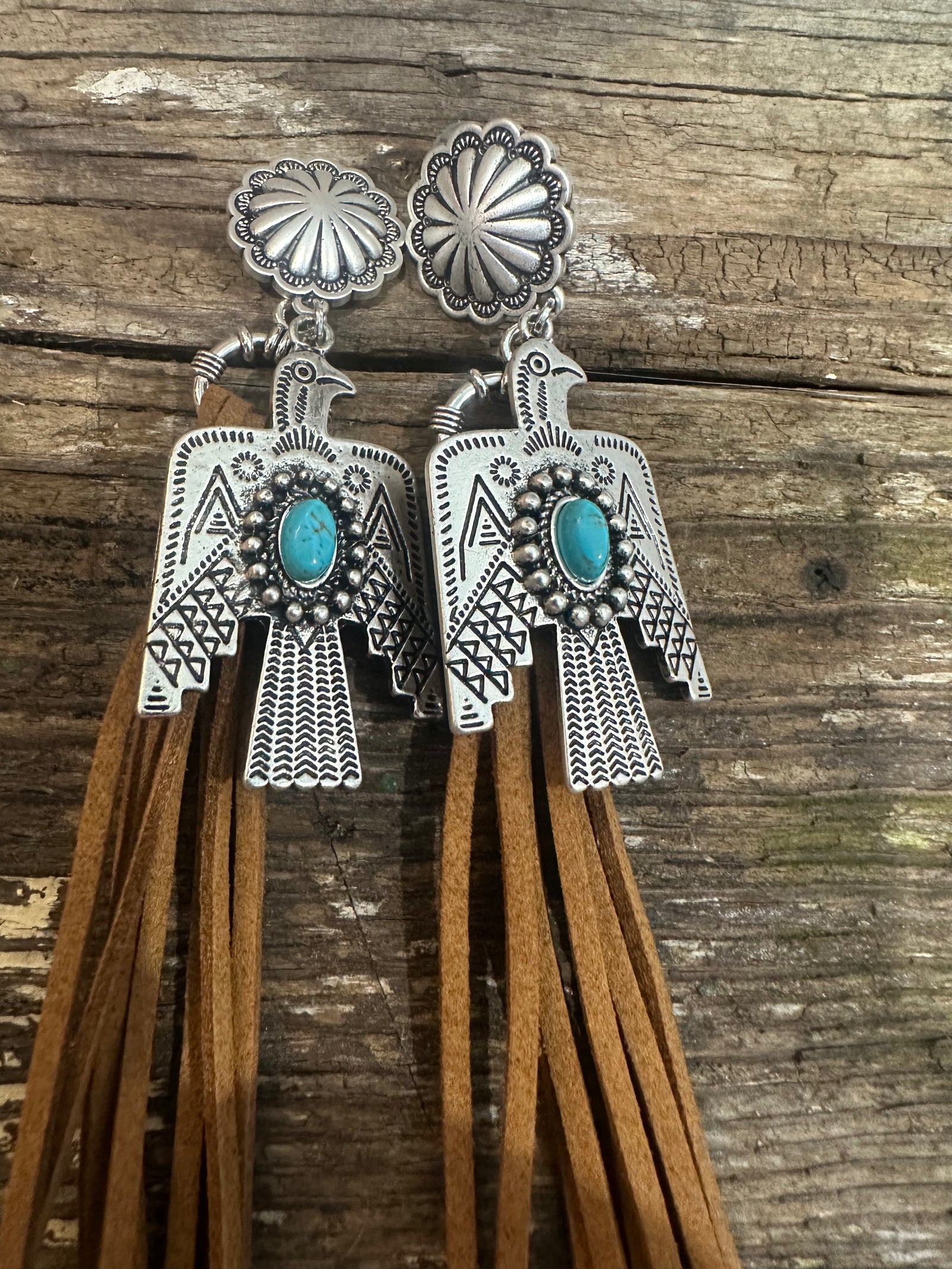 Thunderbird Turquoise Tassel Post Earrings