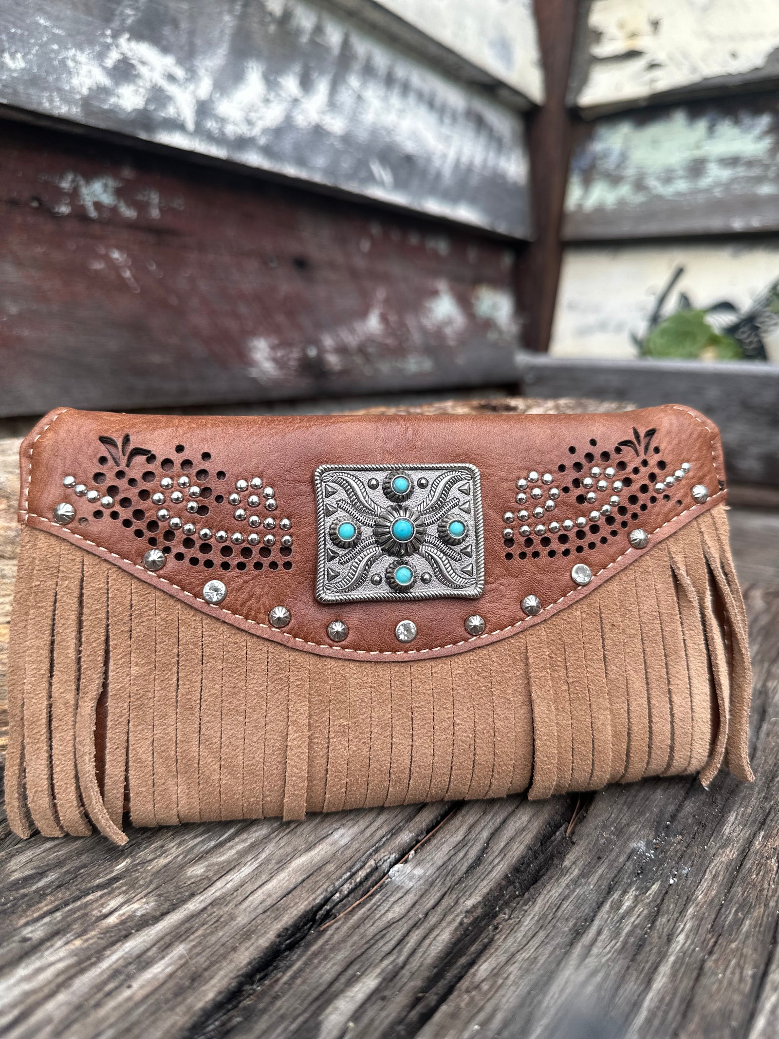 Fringe Wallet with Turquiose and silver