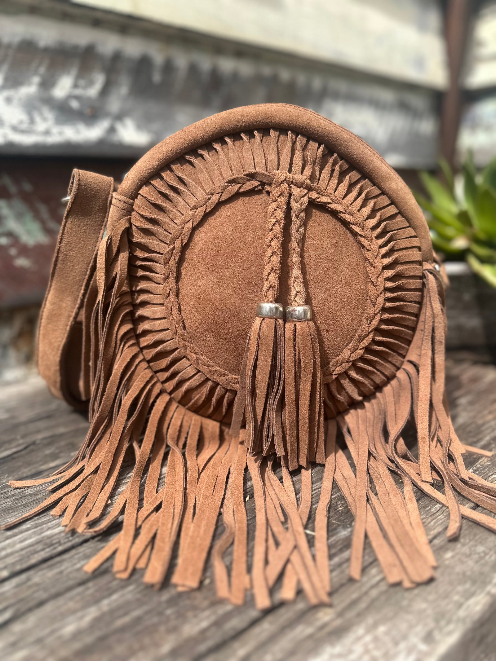 Suede Circle Crossbody Bag