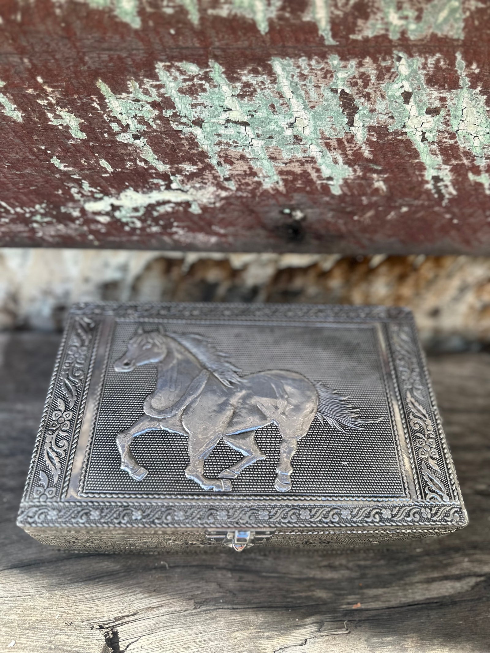 Horse Tin Jewelry Box