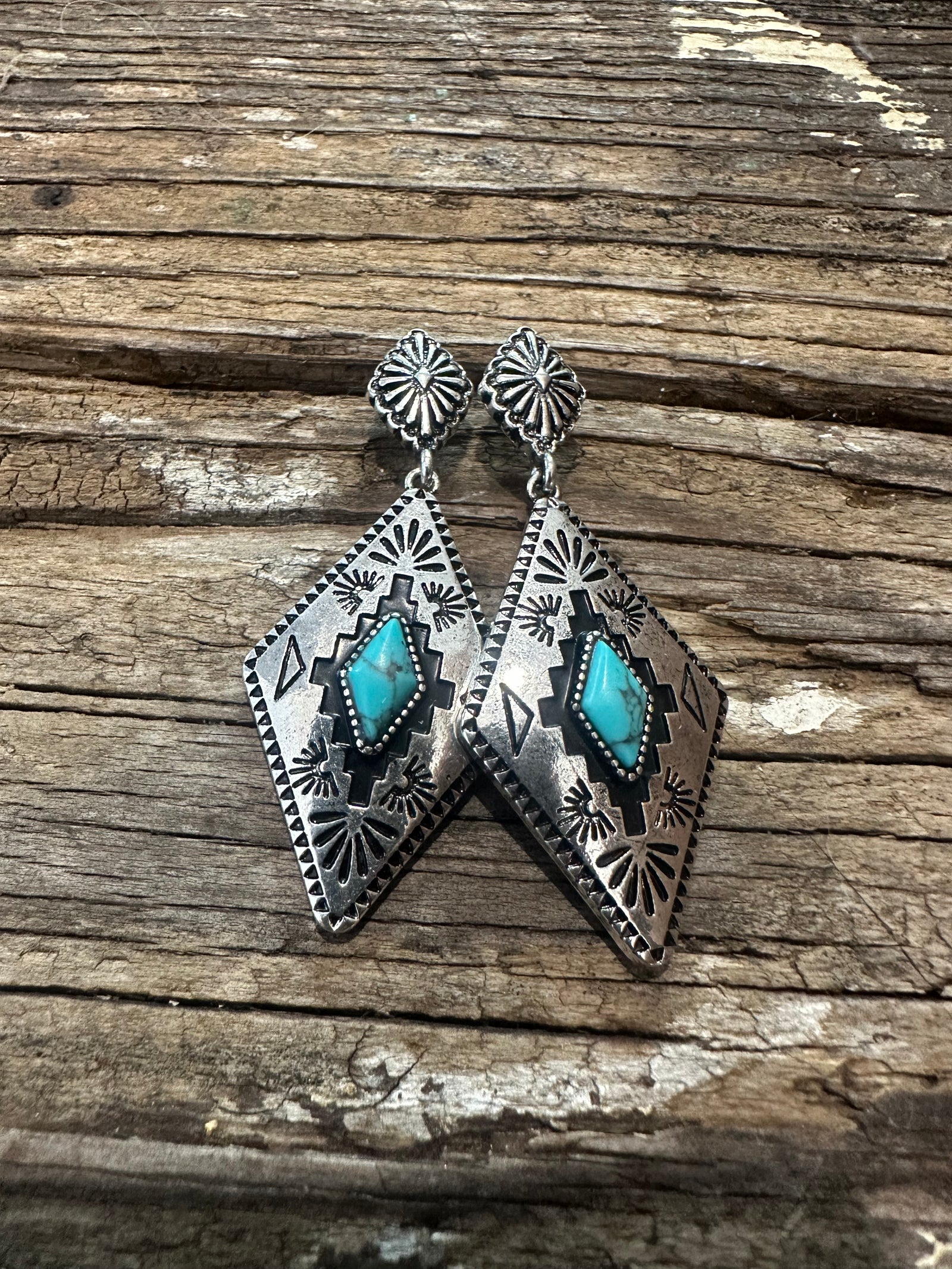 Aztec Diamond Pendant Earrings