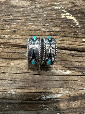 Aztec Diamond C Hoop Wide Earrings Turquoise