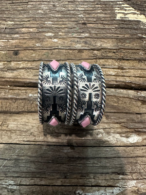 Aztec Diamond C Hoop Wide Earrings Pink