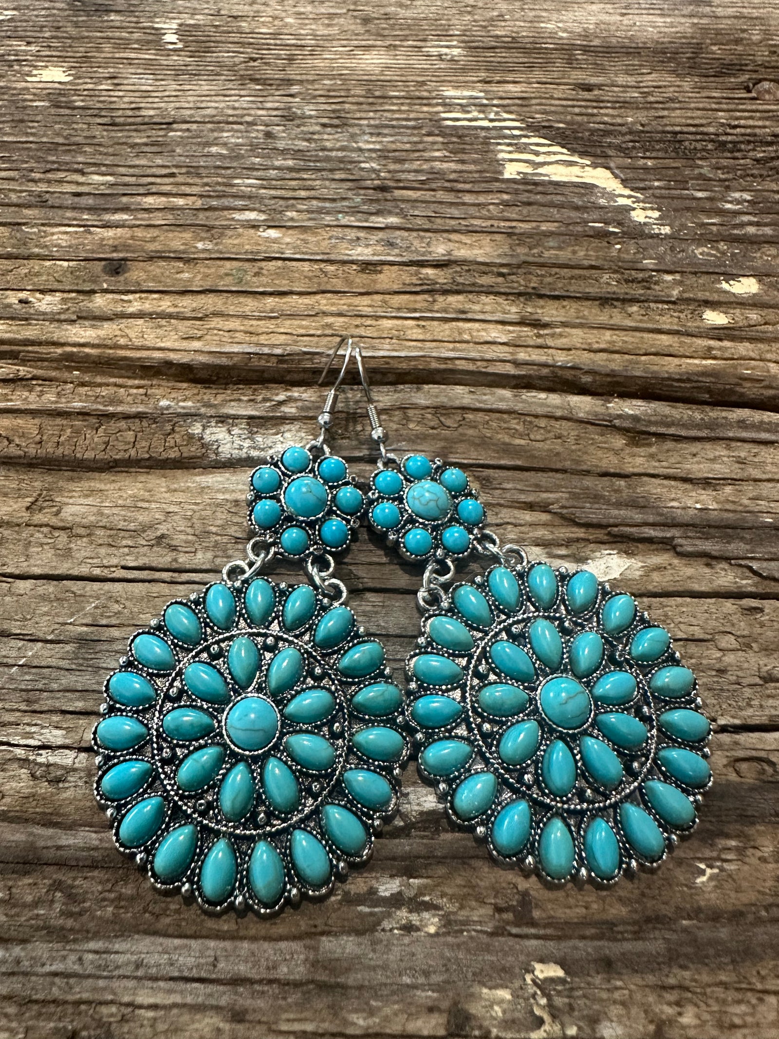 Turquoise Flower Concho Earrings