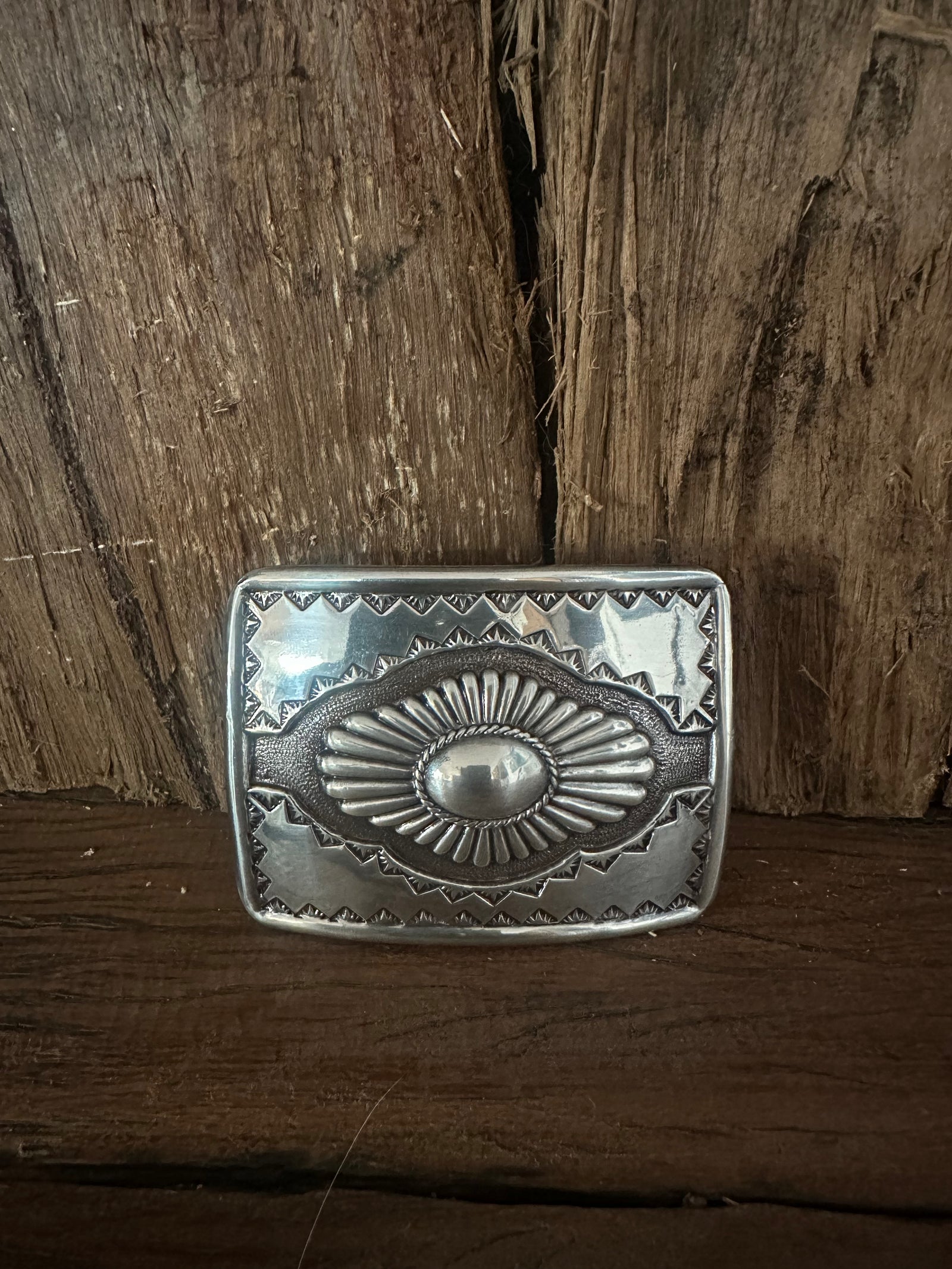 Engraved Silver Belt Buckle – Western Design