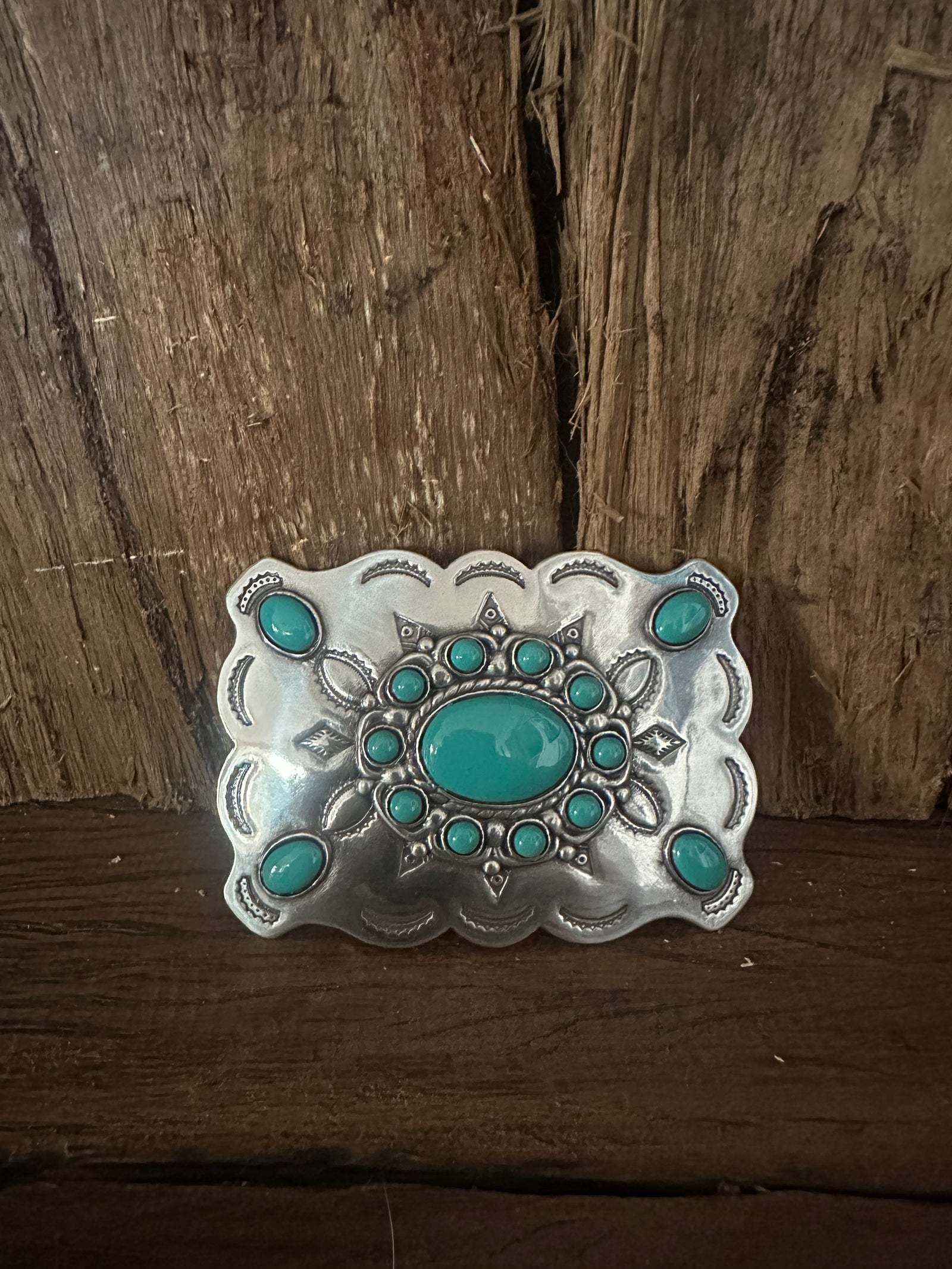 Vintage Western Turquoise Belt Buckle