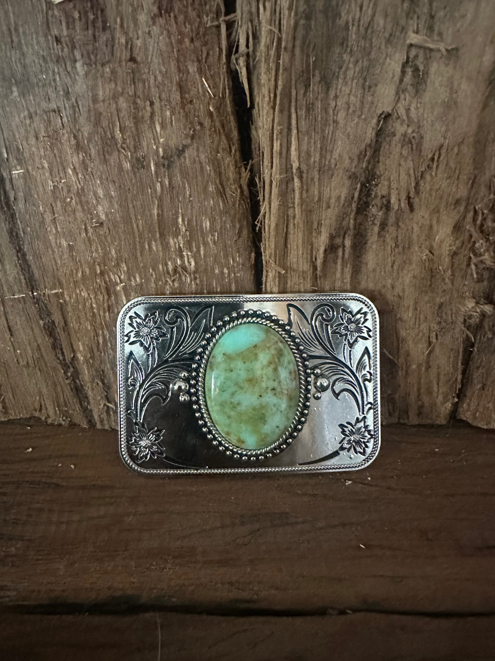 Turquoise Stone Western Belt Buckle