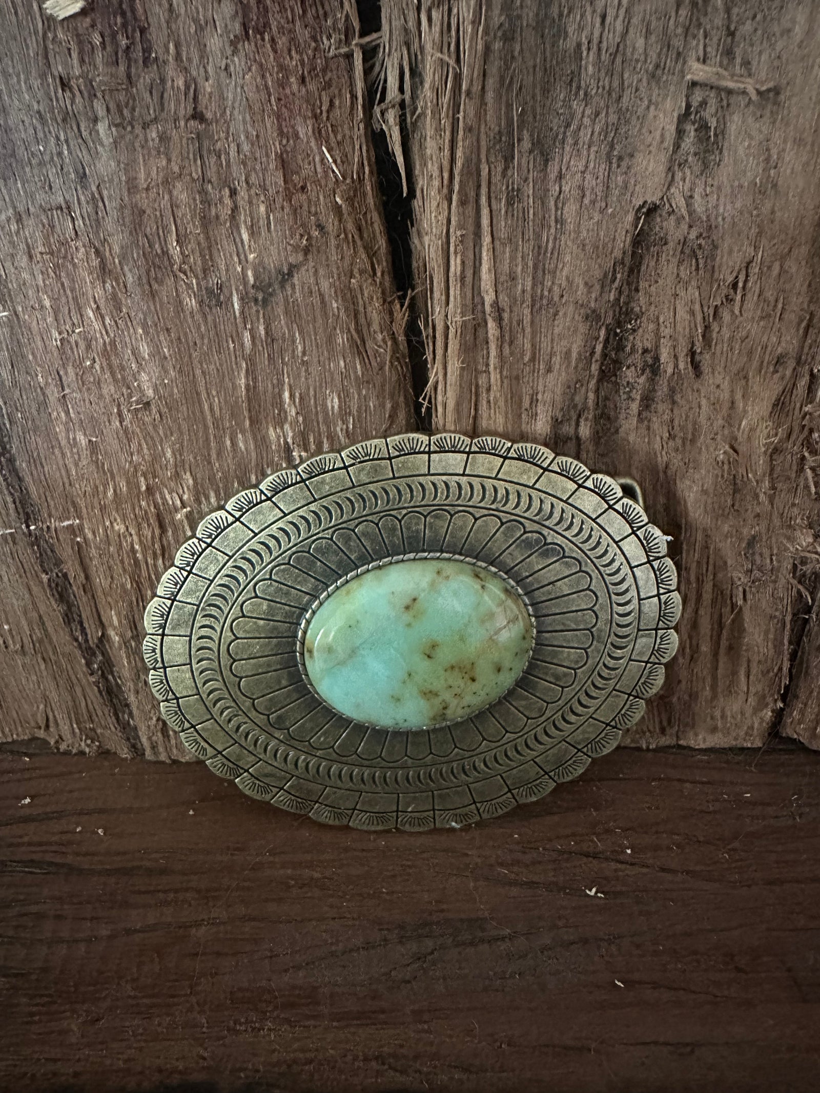 Teal Turquoise Stone Belt Buckle