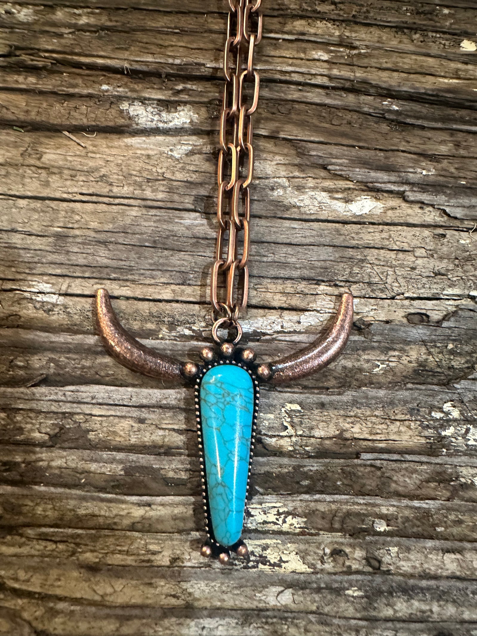 Bulls Head Necklace Turquoise