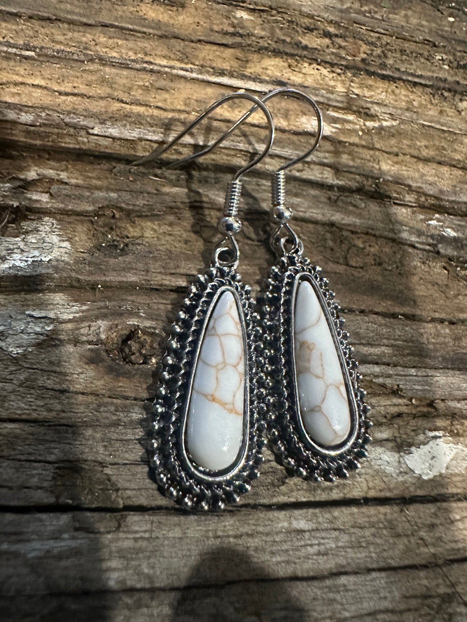 Small White Stone Earrings