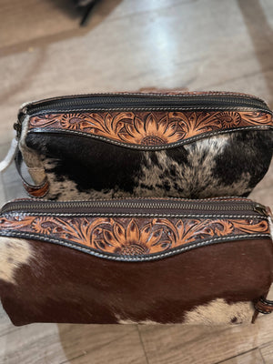 Tooled leather cowhide toiletry 