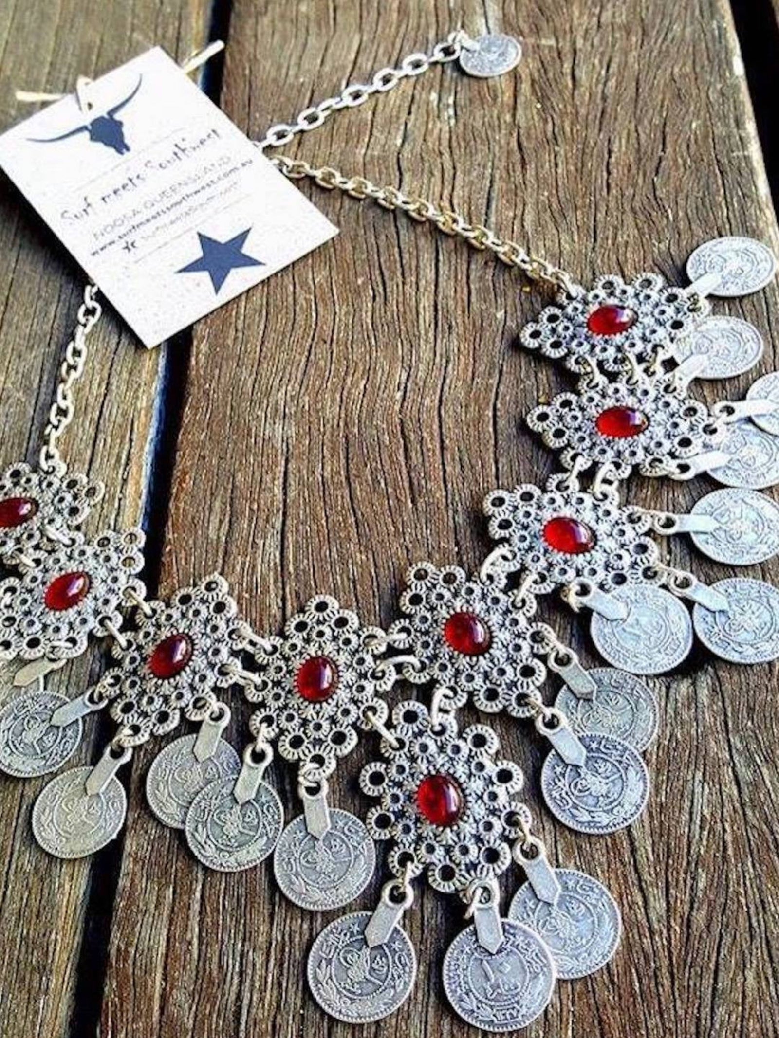 Ethnic Red Stone Necklace - Surf meets Southwest