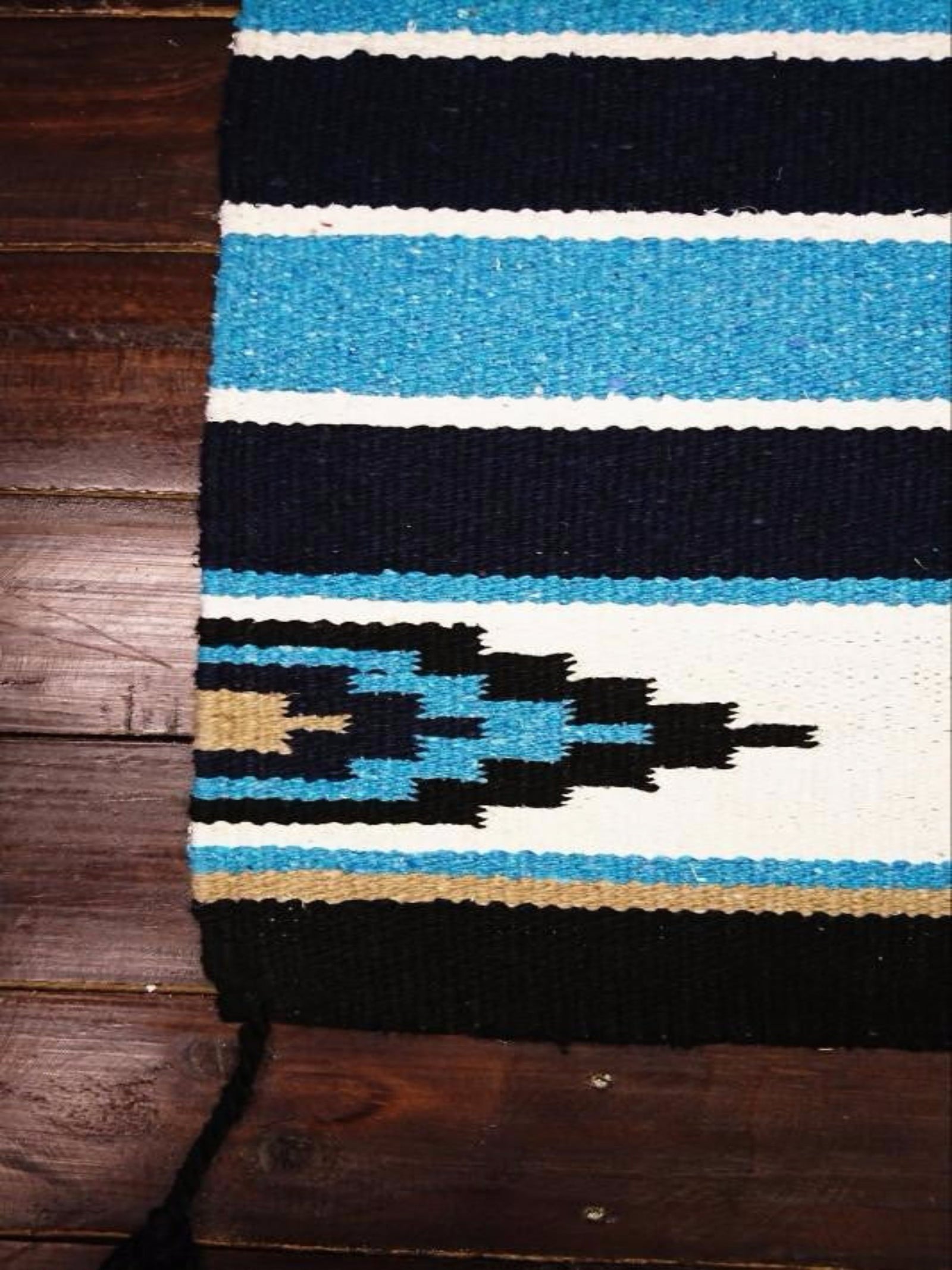 Saddleblanket Rug Black & Light Blue - Surf meets Southwest