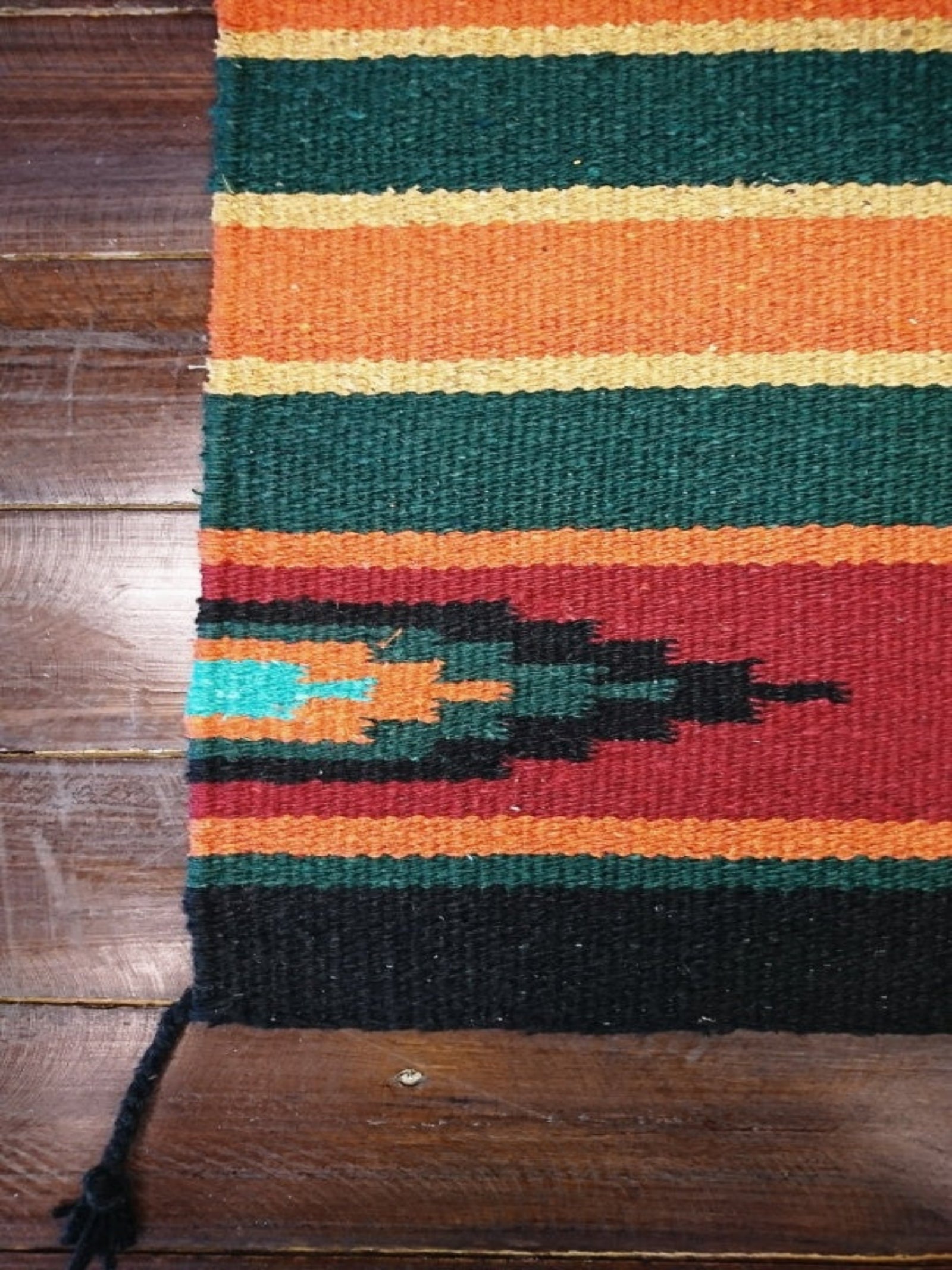 Saddleblanket Rug Dark Green & Orange - Surf meets Southwest